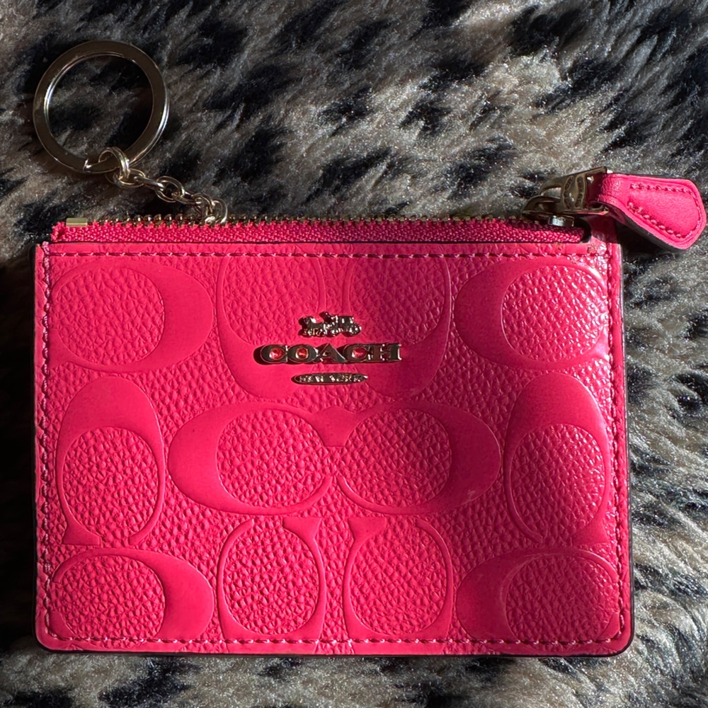 Mini Pink Leather Coach Wallet - Card Case